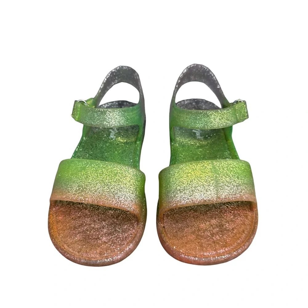 Cat & Jack Tessa Multi Ombre Glitter Hook & Loop Jelly Sandals Size 11